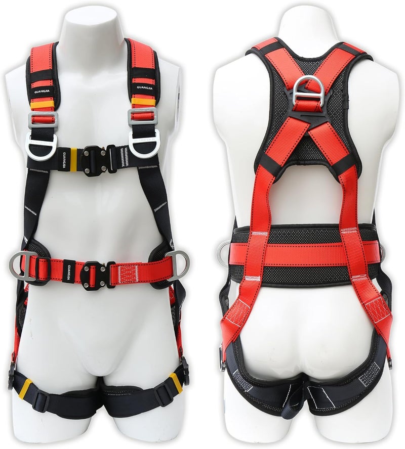 DIJJIG Fall Protection Safety Full Body Harness 5pt Adjustment Safe Comfortable Construction Positioning Harness Extra Long Thick Leg Back Padded Push-Button Quick-Lock Buckles OSHA and ANSI compliant - Image 2